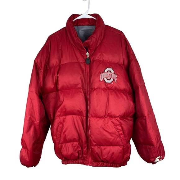 Ohio State Down Filled Reversible Coat Jacket “Starter” Size L Red Gray Puffer - Picture 2 of 16